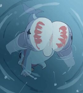 1boy anal_fluids animated anus ass balls bestiality big_ass big_butt blue_body blue_skin bodily_fluids clapping collar collar_only femboy feral fish gay genitals huge_ass huge_butt jeff_the_land_shark male male_only marine marvel marvel_comics marvel_rivals nude paint paws rabur3su raburesu shark solo tail twerking underwater water white_body white_skin