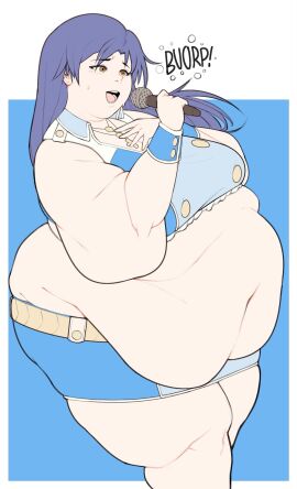 belly belly_fat belly_fetish belly_focus belly_overhang bifurcated_gunt big_belly burping deep_navel double_chin exposed_fat_belly fat fat_arms fat_belly fat_face fat_female fat_fetish fat_rolls fat_thighs female female_focus female_only flabby_arms idol idolmaster kafekafei microphone morbidly_obese_female obese overweight_female