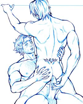 2boys curly_(mouthwashing) gay gay_anal gay_sex groping jimmy_(mouthwashing) line_art male male/male male_focus male_only male_penetrating mouthwashing teasing tramp_stamp valentitans