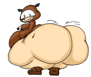 1girls allstarman ass bangs bottomless bottomless_female breasts clothing colossal_ass female female_focus female_only full_body goomba goomba_girl hair_covering_eyes hair_over_eyes hips hyper hyper_ass jacket jacket_only large_ass large_breasts looking_back mario_(series) nintendo overweight overweight_female simple_background solo standing thick_thighs thighs white_background white_hair wide_hips