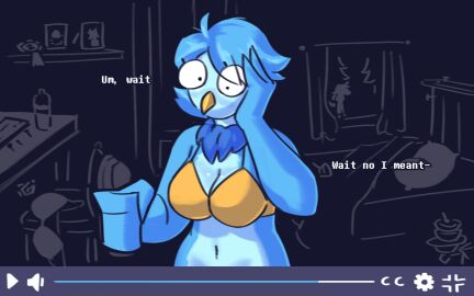 anthro avian bed big_breasts bird bra breasts clothing comic curvy_figure dracozhilla female furniture gesture hand_gesture handjob_gesture hi_res hourglass_figure humiliation male martlet_(undertale_yellow) monochrome navel patreon penis penis_humiliation realization small_penis_humiliation smile solo suggestive suggestive_gesture text undertale_yellow underwear url wide_hips wings