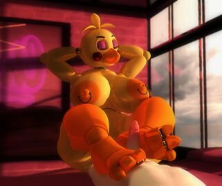 3d 3d_(artwork) ass big_ass big_breasts breasts chica_(fnaf) feet female five_nights_at_freddy's five_nights_at_freddy's_2 fnaf foot_fetish footjob thick_thighs tits_out toy_chica_(fnaf) yellow_body zhipyuwu