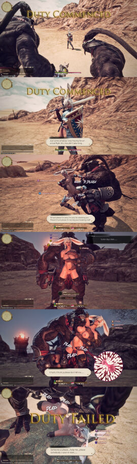 3d amalj'aa amputee anonorenk bad_end biting defeated defeated_heroine english_text female final_fantasy final_fantasy_xiv gameplay_mechanics gpose_(ffxiv) impregnation instant_loss_2koma larger_male living_sex_toy male monster monster_rape quadruple_amputee raped_by_monster sex_slave size_difference smaller_female stomach_bulge tagme viera warrior_of_light_(ff14)