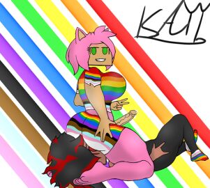 amy_rose black_fur facesitting green_eyes hard_cock male peace_sign penis pink_fur pride_color_clothing red_eyes shadow_the_hedgehog sonic_(series) sonic_the_hedgehog_(series) veiny_penis