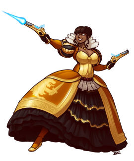 1girls amber_eyes big_breasts black_lipstick blazbaros boob_window breasts brown_hair brunette_hair cleavage cleavage_window dress dual_wield dual_wielding fancy fancy_clothing female female_only firearm firing firing_weapon fully_clothed gloves gold_(metal) gold_clothes gold_clothing gold_eyes gold_trim gun imperium_of_man jewelry laser laser_gun laser_pistol lipstick necklace noble noblewoman paper parchment pistol purity_seal rogue_trader rogue_trader_(video_game) royal royalty shooting shooting_gun short_hair solo solo_female solo_focus thick_thighs thighhighs warhammer_(franchise) warhammer_40k white_background wide_hips