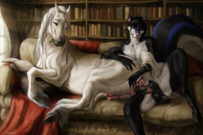 animal_genitalia animal_penis animal_pussy anthro anthro_on_feral anthro_penetrating anthro_penetrating_feral anus balls black_body black_fur black_hair blue_eyes book bookshelf breasts crotchboobs duo equid equine equine_genitalia equine_penis equine_pussy eyelashes feathering female female_feral female_penetrated feral feral_penetrated fetlocks fluffy fluffy_tail fur furniture genitals hair hi_res hooves horse inside interspecies male male/female male_anthro male_penetrating male_penetrating_female mammal mephitid mismatched_genitalia mismatched_penis open_book penetration penis pussy reading reading_book scarlanya sex skunk tail white_tail zoophilia