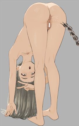 alternate_version_available anal_beads anal_beads_pull anus ass breasts cat_with_pen_tablet female flat_chest human nude realistic_breast_size surprised_expression v