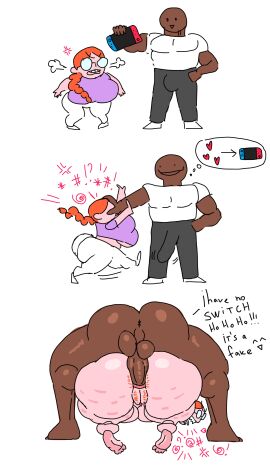 1boy 1girls adych anal anal_sex angry angry_face anus ass ass_bigger_than_head balls big_ass big_balls big_breasts big_butt big_penis blackmail breasts breasts_bigger_than_head bubble_ass bubble_butt bulge cellulite clothing comic curvaceous curvy curvy_figure dark-skinned_male dark_skin dialogue doggy_style english_text erection erection_under_clothes female fully_clothed ginger glasses hairy_anus hairy_pussy heart huge_ass huge_breasts huge_cock long_hair male nerd nerdy_female nintendo_switch nude original penis perineum pubic_hair pussy sally_(adych) sex shortstack tag._your._posts. text thick_thighs tricked tricked_into_sex uncensored voluptuous voluptuous_female white_background wide_hips