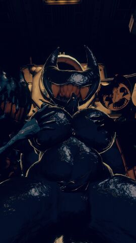 1girl2boys 2boys1girl 3d bendy_and_the_dark_revival bendy_and_the_ink_machine breasts breasts_out female hands_on_body hands_on_breasts ink_bendy ink_darling_(cally3d) ink_demon male naked naked_female nipples nipples_outside pussy pussy_exposed sammy_lawrence threesome vrchat vrchat_avatar vrchat_media vrchat_model