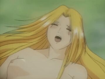1990s_(style) 1996 animated blonde_hair blush bouncing_breasts breasts chojin_(urotsukidouji) closed_eyes female kyo-o_(urotsukidouji) long_hair lowres nipples nude pale_skin retro_artstyle small_breasts tagme urotsukidouji very_long_hair