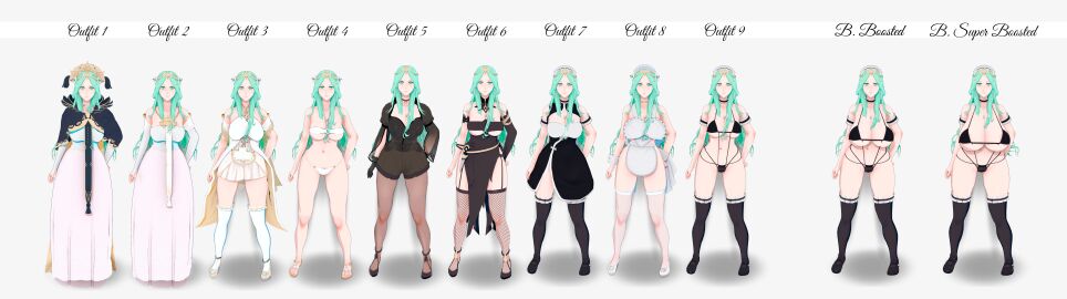 11girls 3d 6+girls accessory alternate_costume apron asymmetrical_clothes bare_arms bare_legs bare_midriff bare_shoulders bare_thighs bikini black_bikini black_swimsuit breasts bridal_gauntlets choker cleavage collarbone dress female female_only female_pubic_hair fire_emblem fire_emblem:_three_houses fishnet_legwear fishnets flower full_body gigantic_breasts gloves green_eyes green_hair hair_flower headwear huge_breasts large_breasts legs long_hair long_sleeves looking_at_viewer maid maid_headdress mature mature_female midriff multiple_females multiple_girls multiple_persona naked_apron necklace nekomarusan nintendo o-ring o-ring_bikini pantyhose pelvic_curtain pubic_hair pubic_hair_peek rhea_(fire_emblem) sandals see-through shoes shorts shoulders sideboob sitting smile swimsuit take_your_pick thighhighs thighs underboob very_long_hair white_bikini white_swimsuit wide_hips