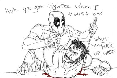 2boys anal clothed_sex deadpool deadpool_&_wolverine_(2024) english_text gay impaled katana male male/male male_only marvel marvel_cinematic_universe marvel_comics mask monochrome pectorals sex_from_behind short_hair stab wolverine_(x-men) x-men yankaton yaoi