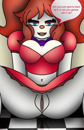 big_breasts breasts circus_baby circus_baby_(fnaf) female five_nights_at_freddy's five_nights_at_freddy's:_sister_location laying_on_floor multiple_images not_original piano1738 pussy pussy_teasing remake removed_panties seductive_smile sitting_on_floor smiling_at_viewer solo spread_legs spreading_legs teasing under_dress