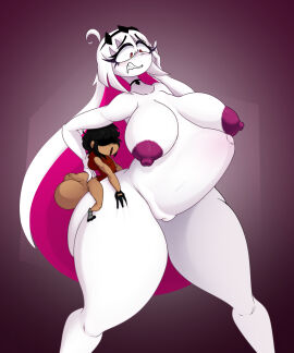 1boy 1girls 2025 ass balls big_breasts black_hair blush breasts female fnf fnf_entity fnf_mods friday_night_funkin friday_night_funkin:_entity friday_night_funkin_mod hyper_penis knackultra_(self_insert) male mikulazo_chan nikusa_(sugarratio) open_mouth penetration penis penis_in_ass sex small_but_hung stomach_bulge teasing white_body white_hair white_skin