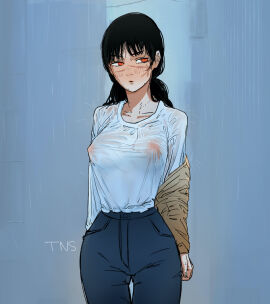 1girls big_breasts black_hair blush breasts chainsaw_man child_bearing_hips exposed_breasts exposed_nipples female female_focus female_only hips hips_wider_than_shoulders large_breasts long_hair mitaka_asa nipples nipples_visible_through_clothing no_bra rain raining red_eyes scar scar_on_face see-through see-through_clothing see-through_shirt see-through_top solo solo_female solo_focus tns translucent translucent_clothing wet wet_clothes wet_clothing wet_shirt yoru_(chainsaw_man)