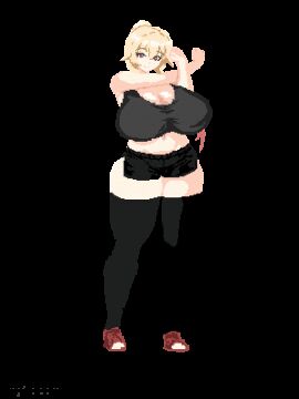animated ass_expansion belly_expansion breast_expansion indulgences pixel_art rebecca_(indulgences) tight_clothing