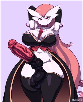 1futa 2024 animal_penis anthro arms_behind_head arms_up balls big_balls big_breasts big_penis bottomless breasts clothed clothing cuchuflin erection furry furry_futa futa_only futanari gardevoir horsecock horsecock_futa huge_balls huge_cock intersex large_breasts looking_at_viewer mostly_clothed nintendo original original_character penis pink_hair pokemon pokemon_(species) pokemon_rse purple_eyes standing tagme thick_thighs veiny_penis watermark white_skin