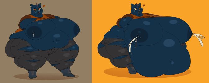 anthro bbw big_breasts breasts cleavage domestic_cat fat felid feline felis female huge_breasts hyper_breasts lactating lactation mae_borowski mammal morbidly_obese morbidly_obese_anthro morbidly_obese_female night_in_the_woods nipples obese overweight robuttschei ssbbw tagme thick_thighs weight_gain wide_hips