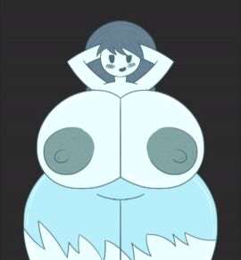 animated animated_gif bouncing_breasts breasts female fnafmania247 ghost ghost_girl gif hyper_breasts looking_at_viewer solo spooky's_house_of_jump_scares spooky_(shojs) thick_thighs