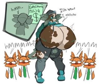 amphibian anthro axolotl big_breasts big_bulge bliss_(hornyaxolotl) blush breasts bulge canid canine clothing fox futanari genitals group growth hi_res hornyaxolotl huge_breasts huge_bulge hyper hyper_breasts hyper_bulge hyper_genitalia intersex intersex/male male mammal marine mole_salamander salamander scientific_experiment torn_clothing trans_(lore) wardrobe_malfunction