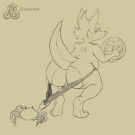 1:1 1boy animated anthro arthropod ass ball_(object) balls big_ass big_butt clothing clothing_pull coppertone crab crouching crustacean decapoda genitals kangaroo macropod malacostracan male male_only mammal marine marsupial short_playtime solo thong underwear underwear_pull volleyball_(ball) zyasixpear_(artist)