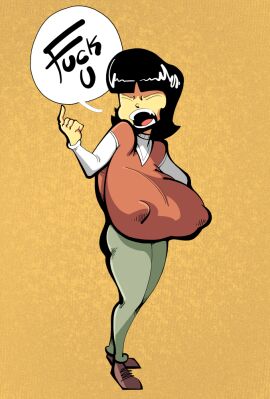 asian asian_female big_breasts black_hair bootlegjones breasts ching_ming female huge_breasts large_breasts nipple_bulge original slanted_eyes small_ass solo top_heavy yellow-skinned_asian