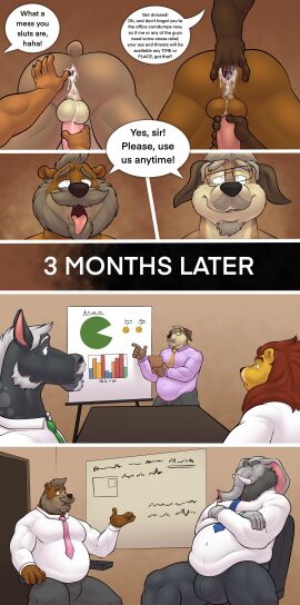 2024 absurd_res anal anal_fingering anthro anthro_on_anthro anus ass backsack balls ballsack bear bodily_fluids bulge canid canine canis chair chart collared_shirt comic cross-eyed cum cum_from_ass cum_in_ass cum_inside cum_on_balls degradation dialogue dog_dad_(taighet_28) domestic_dog dominant dominant_male doost elephant elephantid english_text equid equine eyewear facial_hair felid fingering furniture gaping gaping_anus genital_fluids genitals glasses glasses_askew goatee grey_hair group hair hi_res horse humanoid_genitalia humanoid_penis lion looking_pleasured male male/male mammal mature_male moustache mr._terry_woods_(robertxhaze) necktie nude office overweight overweight_male pantherine penis perineum pie_chart proboscidean robert_(robertxhaze) shimy_(shimynsfw) sitting smile speech_bubble submissive submissive_male text time_skip tongue tongue_out tusks workplace