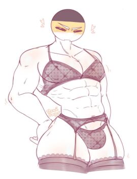 1boy annoyed_expression bulge countryhumans male male_only muscles olianmars russian_empire_(countryhumans) solo_male tall_male tights unknown_artist white_body