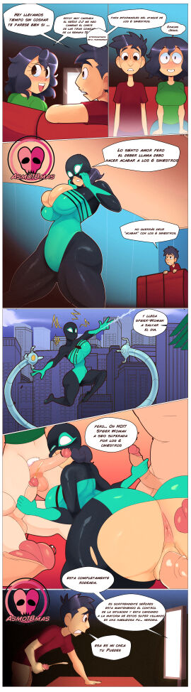 1boy 1girls asmo18mas ass big_breasts black_hair blowjob bodysuit breasts comic comic_page cuckold cum cum_in_mouth elena_(elenamics) elenamics female gangbang huge_ass huge_breasts huge_thighs large_ass large_breasts latina luis_(elenamics) male marvel marvel_comics masturbating_cuck masturbation mexican mexican_female netorare orgasm_face orgy parody parody_porn spandex spandex_suit spanish_text spider-elena spider-man_(series) spider_girl television translation_request