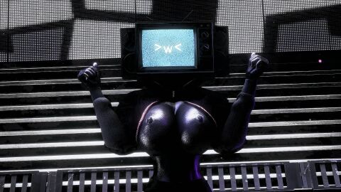 3d 3d_(artwork) >w< black_nipples breasts grey_body hands_on_breasts happy_expression huge_breasts posno_pop_(artist) screens showing_breasts skibidi_toilet source_filmmaker source_filmmaker_(artwork) squished_breasts tv tv_head tv_screen tv_woman tv_woman_(skibidi_toilet) tv_woman_mejorada tvwoman tvwoman_(skibidi_toilet)