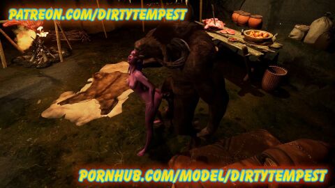 anal anal_sex balls big_penis dirtytempest elf_ears elf_female female furry horse_penis horseballs horsecock male minotaur monster monster_cock night_elf penis purple_skin tauren video_games warcraft world_of_warcraft