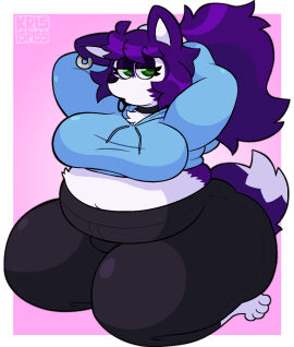 1girls 2d anthro anthro_only ass bbw big_breasts breasts digital_media fat female female_only fully_clothed furry furry_only huge_ass krisispiss on_floor posing seiza simple_background sitting solo thick_thighs wide_hips