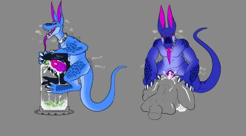 absurd_res anal anal_sex anthro ass bitsymunchkins bodily_fluids cum cum_collecting cum_in_ass cum_inside egg egg_laying ejaculation genital_fluids hi_res inflation male ovipositor_penis penetration penis surgorix