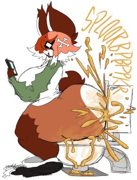 accessory anthro ass bangs big_ass big_breasts big_butt big_ears bone bottomwear bottomwear_down breasts brown_body brown_fur clogged_toilet clothed clothing diarrhea electronics enjoying_the_go eye_through_hair feces female fluffy fluffy_tail fur gassy hair hair_accessory hi_res holding_object looking_down messy multicolored_clothing multicolored_hair multicolored_shirt multicolored_topwear multitasking on_toilet overflowing_toilet overweight panties panties_down pants pants_down partially_clothed phone phone_screen pooping_in_toilet potty_time sat_on scat shirt shit_stains side_view simple_background sitting sitting_on_toilet slightly_chubby smelly smile solo sound_effects tail thick_thighs tiki_sep toilet toilet_bowl toilet_seat toilet_use topwear translucent translucent_hair tuft two-tone_clothing two-tone_shirt two-tone_topwear underwear underwear_down