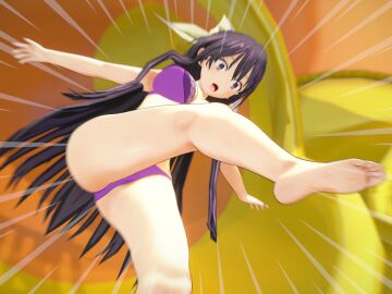 3d ass bikini breasts date_a_live feet female female_only light-skinned_female light_skin long_hair purple_eyes purple_hair soles solo solo_female thighs yatogami_tohka