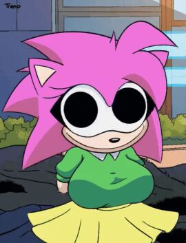 1girls 1treno1 2d 2d_animation amy_rose animated background big_breasts big_nipples black_eyes black_nose bouncing_breasts breasts classic_amy_rose classic_amy_rose_(cosplay) enjoying female gif gloves green_shirt hands_behind_back hedgehog hedgehog_humanoid lifted_by_self lifted_shirt liz_(treno) looking_at_viewer old_design peach_fur pink_fur pink_nipples short_sleeves showing_breasts smile solo solo_female sonic.exe_(series) sonic_(series) yellow_skirt