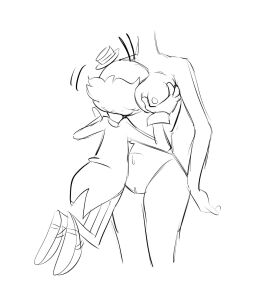 1boy 1girls female line_art male nude self_insert