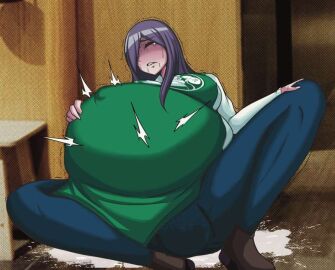 birth blocked_birth breasts crowning female hyper_pregnancy nasumi_(yukinohi) yukinohi