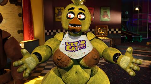 3d 3d_(artwork) accurate_art_style ass big_breasts breasts casual casual_nudity chica_(fnaf) chickenchicalover chubby chubby_female classic_chica_(fnaf) fat female female_only five_nights_at_freddy's five_nights_at_freddy's_(film) huge_ass nude public public_nudity robot robot_girl teasing thick_thighs