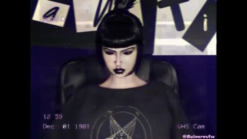3d 3d_animation animated anonymous_male big_ass big_breasts big_penis black_bra black_lipstick black_nail_polish black_panties blender blender_(software) blowjob choker cum cum_on_ass fleshlight flipping_off goth goth_girl halloween lipstick_mark lipstick_on_penis longer_than_30_seconds madeline_zoldak original_character recording recording_video ruinernsfw shorter_than_one_minute tagme underwear vhs_filter video