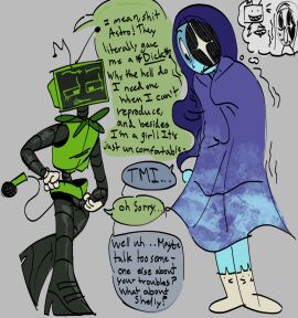 1futa astro_(dandy's_world) dandy's_world dildo female futanari intersex moonvision robot_dildo robot_girl scared shelly_lover sweat tv_head tv_screen vee_(dandy's_world) what