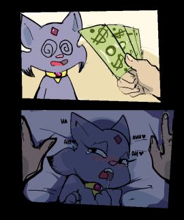 2019 anthro bed blush bodily_fluids cheek_tuft collar collar_only colored dbaru domestic_cat drooling eye_contact facial_tuft felid feline felis female forehead_gem furniture gem heart_symbol human human_on_anthro hypnotized interspecies katrina_(the_fuzzy_princess) looking_at_another looking_at_viewer looking_pleasured male male/female mammal moan money nude offering_money offscreen_character offscreen_sex on_bed open_mouth princess_kat prostitution purple_body saliva shaded size_difference smaller_female solo spiral_eyes tears tears_of_pleasure the_fuzzy_princess tuft two_panel_image