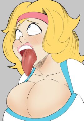 1girls aged_up ahe_gao american_dragon:_jake_long big_breasts blonde_hair blue_eyes breasts disney disney_channel drav_jack female female_only huge_boobs huge_breasts long-haired_female long_hair looking_up open_mouth rose_(huntsgirl) saliva solo solo_female solo_focus tagme tears
