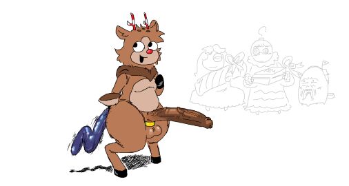 big_ass big_penis bobette_(dandy's_world) coal_(dandy's_world) dandy's_world disgusted_expression furry gay gift_wrapped ginger_(dandy's_world) horse_dildo large_dildo large_penis male penis ps4_console ring_piercing rudie_(dandy's_world) shocked_expression tummy