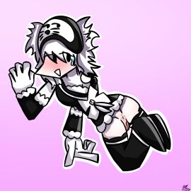 ass blush female fnf friday_night_funkin maid pussy rule34 vagina white_body white_hair