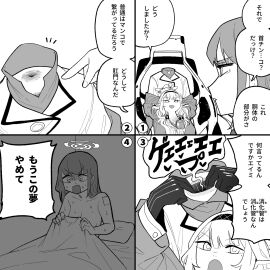 4koma anal_sex blue_archive body_modification comic detachable_head detached_head dullahan eimi_(blue_archive) hightway_420 himari_(blue_archive) holding_head japanese_text male monochrome monophallia more_at_source penis penis_neck uncensored unusual_anatomy unusual_anatomy_placement unusual_anus_placement unusual_genitalia_placement unusual_penis_placement what