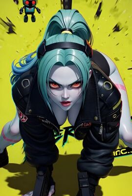 ai_generated animated breasts cyberpunk_2077 cyborg cyborg_girl female holding_weapon huge_ass human looking_at_viewer looking_back rebecca_(edgerunners) solo sound tagme treyu2020 video