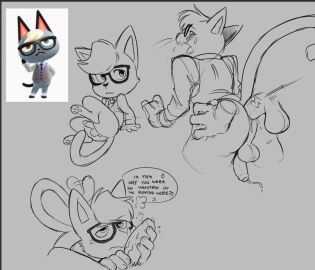 2020 4_fingers anal anal_sex animal_crossing anthro ass ass_grab balls biped blush bodily_fluids bottomless butt_grab chibi clothed clothing cum cum_in_ass cum_inside dialogue digital_media_(artwork) domestic_cat duo english_text erection eyewear felid feline felis fingers foreskin frustrated genital_fluids genitals glans glasses grey_background greyscale hair hand_on_ass hand_on_butt hindpaw huffy humanoid_genitalia humanoid_penis k1ngl30n leaking_cum long_ears male male/male mammal monochrome multiple_images nintendo open_mouth pawpads paws penetration penis penis_in_hand raymond_(animal_crossing) rear_view secretly_loves_it sex simple_background small_penis speech_bubble tail tail_motion tailwag text toony uncircumcised vein veiny_penis
