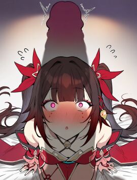 1boy 1girls 2d artist_request blush cock_shock female honkai:_star_rail honkai_(series) hoyoverse huge_cock imminent_deepthroat male mihoyo on_knees penis penis_awe penis_shadow scared shocked shocked_expression sparkle_(honkai:_star_rail) staring_at_penis wide_eyed