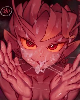 1girls 2d animated cum cum_on_face dark_willow dota_2 female female_only hi_res highres humanoid no_sound notsorapoi red_eyes red_skin retrj shorter_than_10_seconds shorter_than_30_seconds solo tongue tongue_out video